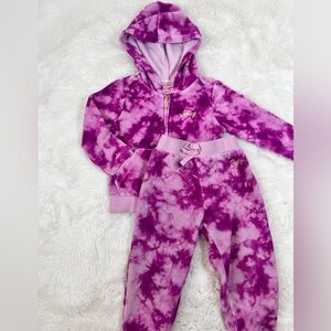 Juicy Couture Kids Velour Tracksuit/ Joggers Set Purple Tie-Dye Girl Size 2T